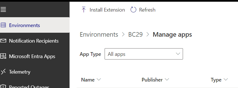 Uploading and installing a per-tenant extension from the Business Central Admin Center